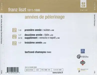Franz Liszt - Annees de Pelerinage - Bertrand Chamayou (2011) [3CD Set] {Naive}