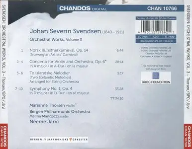 Johan Svendsen - Orchestral Works Vol.3 (2013) {Chandos} [performed by Bergen Philharmonic Orchestra under Neeme Järvi]