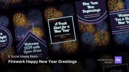 Social Media Reels - Firework Happy New Year Greetings After Effects Template 49597707