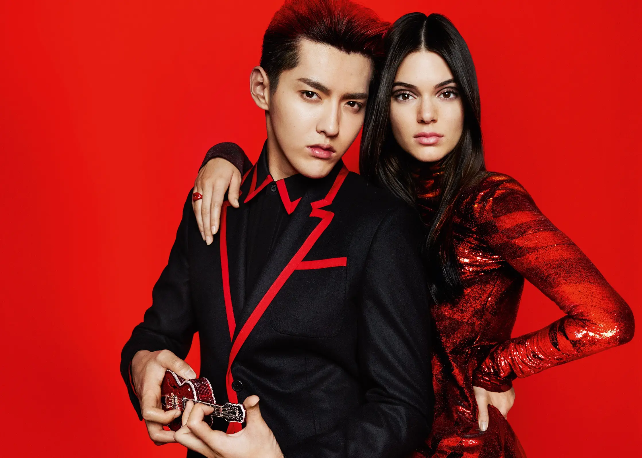Kris Wu + Kendall Jenner Deliver Black & Red Fashions for Vogue