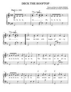 Deck The Rooftop - Glee TV Series, Glee Cast (Easy Piano)