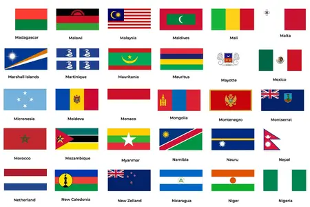 EE - 30 Countries National Flags Madagascar to Nigeria RC5GYGB