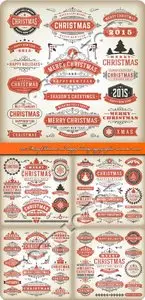 2015 Merry Christmas and happy holidays label typographic elements vector