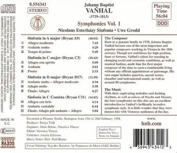 Uwe Grodd, Nicolaus Esterházy Sinfonia - Johann Baptist Vaňhal: Selected Symphonies, Vol. 1 (1999)