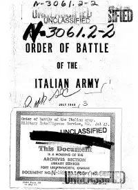 Order of Battle of the Italian Army - July 1943