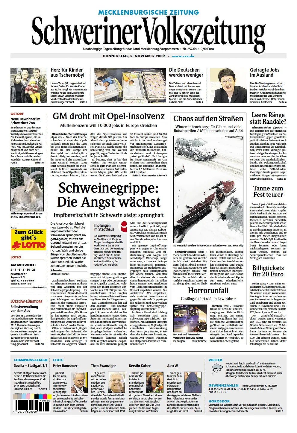 Schweriner Volkszeitung 05.11.2009 (Ausgabe Stadt Schwerin)