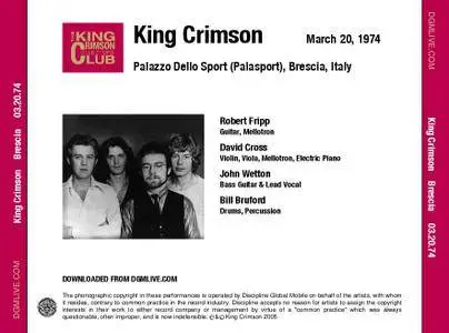 King Crimson - Palazzo Dello Sport, Brescia, Italy - 20 March, 1974 (2005) {DGM Official Digital Download}