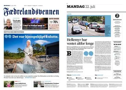 Fædrelandsvennen – 22. juli 2019