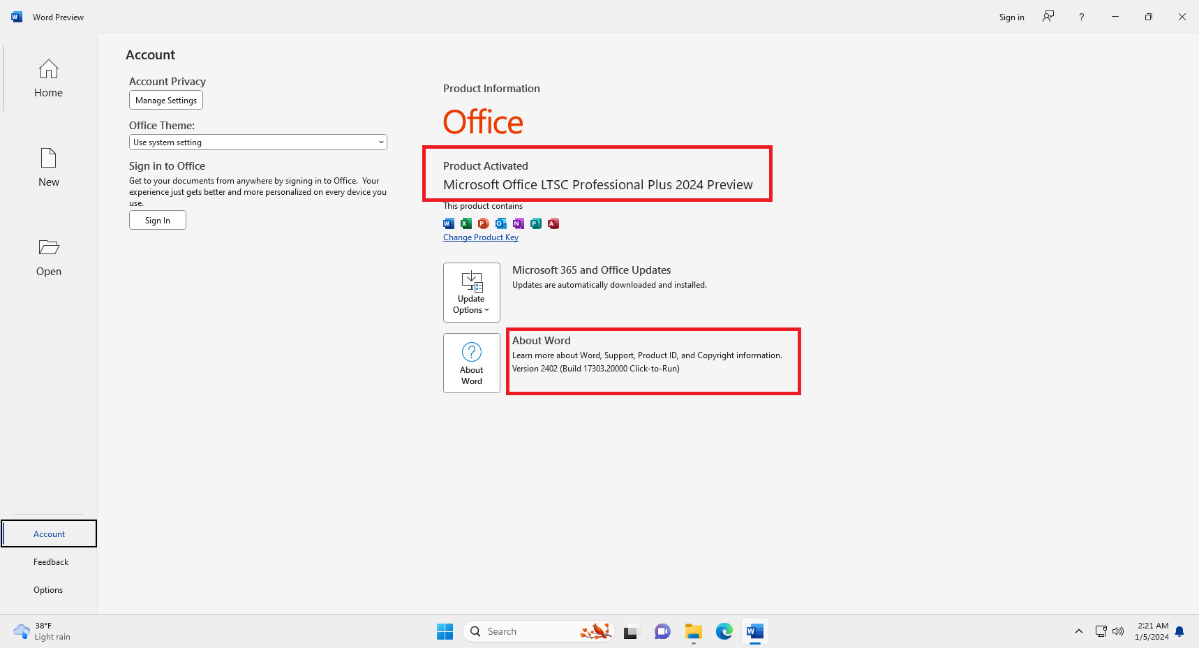 Microsoft Office 2024 Version 2402 Build 17303.20000 Preview LTSC AIO