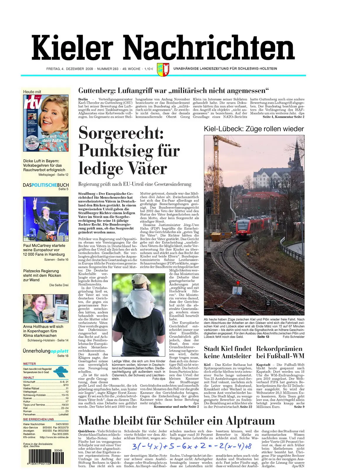 Kieler Nachrichten vom 4. Dezember 2009