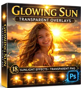 Glowing sun transparent PNG Photoshop Overlays