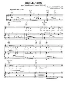 Reflection (Pop Version) (from Mulan) - Christina Aguilera, David Zippel, Mulan Movie (Piano-Vocal-Guitar)