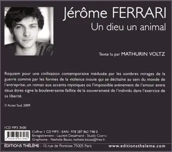 Jérôme Ferrari, "Un dieu un animal"