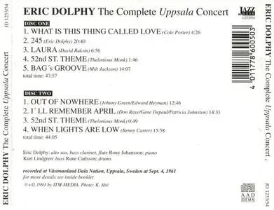Eric Dolphy - The Complete Uppsala Concert (1961) {2CD Set, Jazz Door ‎JD 1253/54 rel 1993}