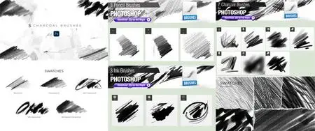 Charcoal & Pencil Brushes Pack for Photoshop
