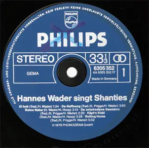 Hannes Wader - Singt Shanties (Philips 6305 352) (GER 1978) (Vinyl 24-96 & 16-44.1)
