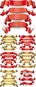 Red & Golden Ribbons Vector