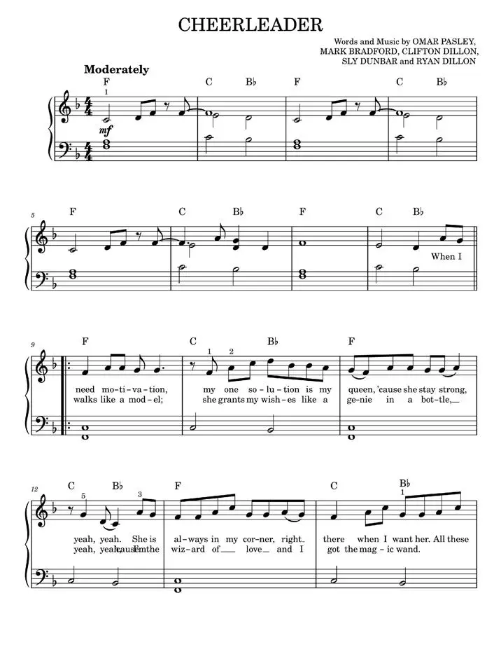 Cheerleader - Omi (Easy Piano)