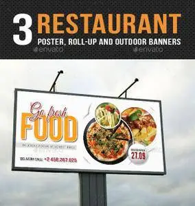 GraphicRiver - 3 in 1 Restaurant Food Poster and Banners Bundle