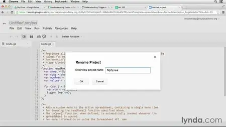 Lynda - Up and Running with Google Apps Script