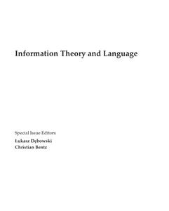 Information Theory and Language (Repost)
