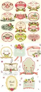Cute Labels with Flowers Vector