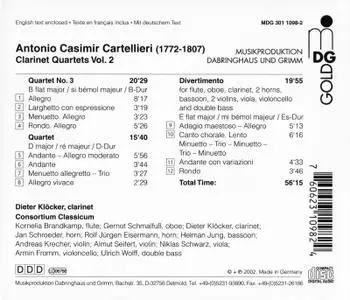 Dieter Klöcker, Consortium Classicum - Cartellieri: Clarinet Quartets, Vol. 2 (2002)