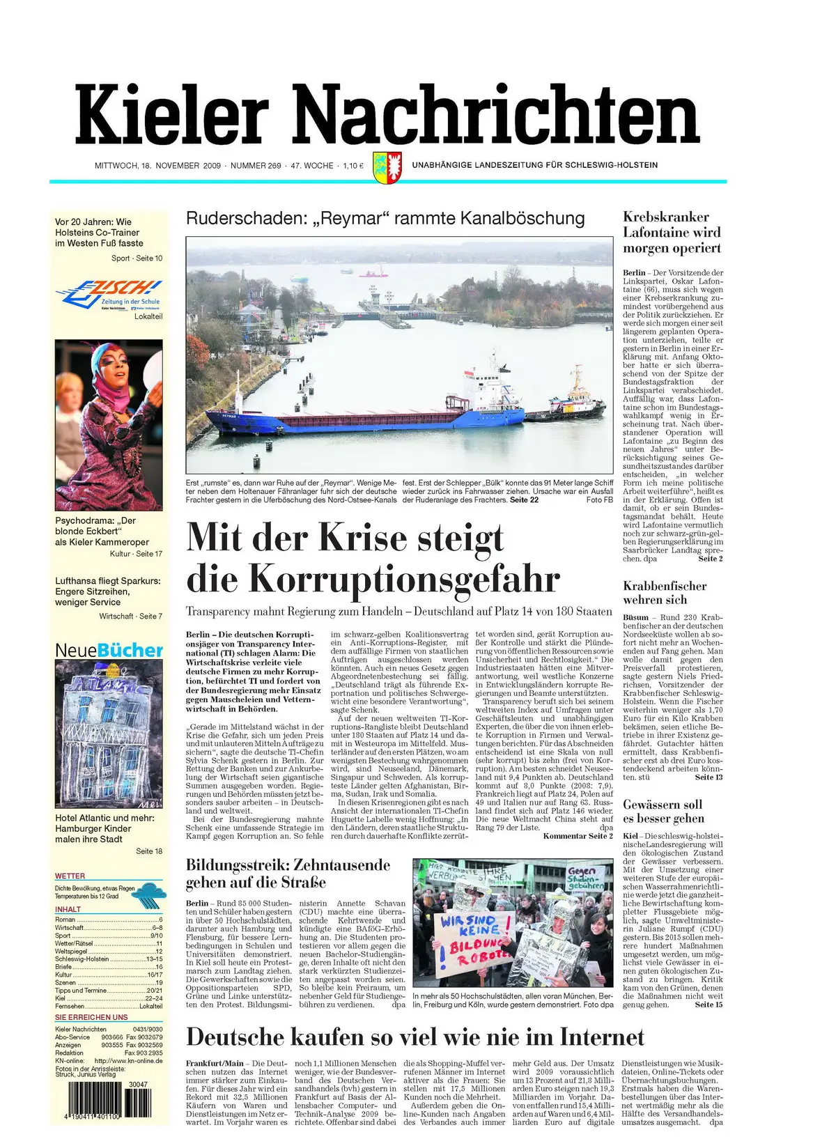 Kieler Nachrichten vom 18. November 2009
