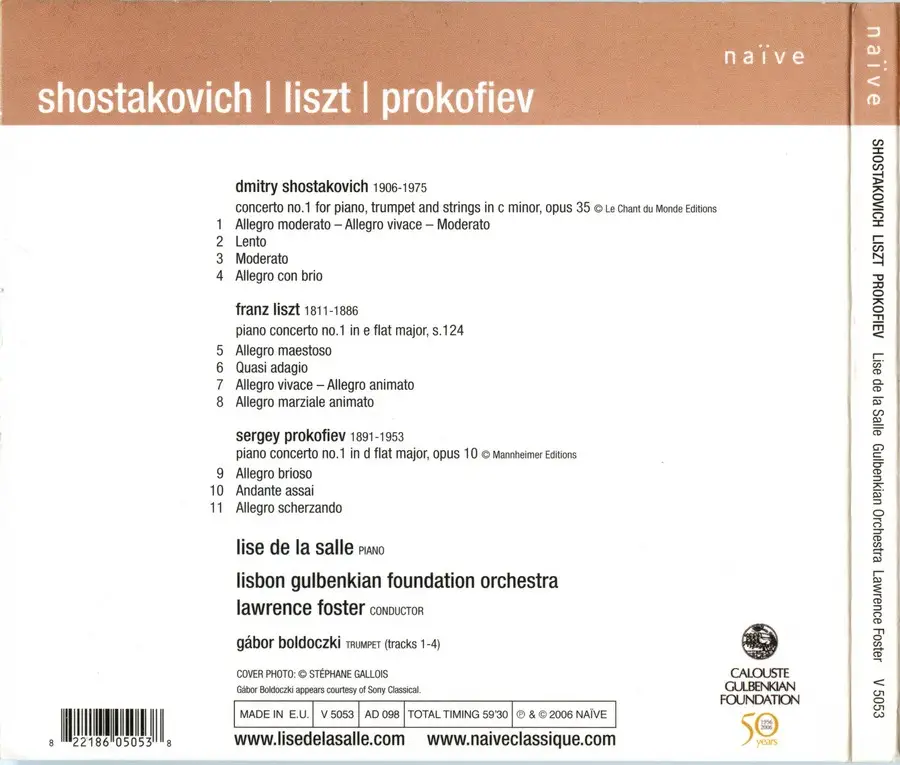 Lise de la Salle - "Piano concertos no.1" Shostakovich, Liszt, Prokofiev (2006)