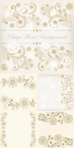 Beige Floral Backgrounds Vector 2