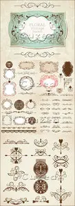 Vector - Vintage floral frame and inscriptions