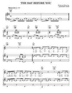 The Day Before You - Matthew West, Rascal Flatts (Piano-Vocal-Guitar)