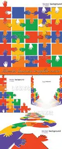 Puzzles business template vector 