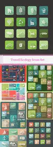 Vector Travel Ecology Icons Set qBee