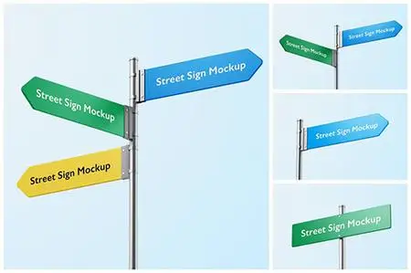 Street Direction Sign Mockup Set