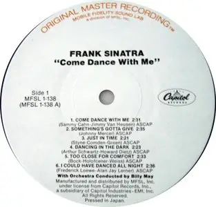 Frank Sinatra:  Come Dance Withe Me (Japan MFSL Limited Edition 200 Gram Pressing - 24/96)
