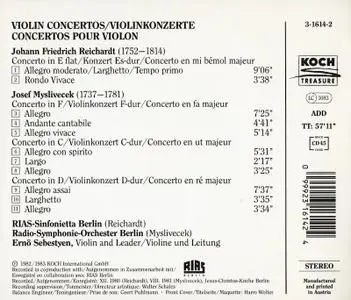 Ernö Sebestyén - Reichardt, Mysliveček: Violin Concertos (1983)