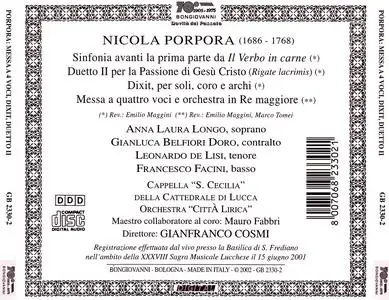 Gianfranco Cosmi, Orchestra "Citta Lirica" - Nicola Porpora: Messa a 4 voci, Sinfonia, Duetto, Dixit (2002)
