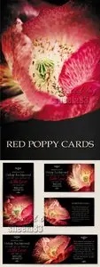 Red Poppy Cards Vector