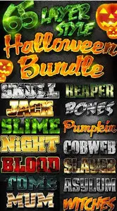 GraphicRiver - 65 Layer Style Halloweeen Mega Bundle