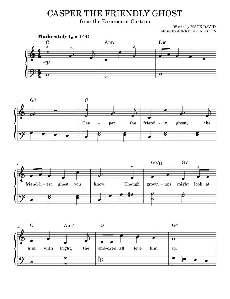 Easy piano sheet