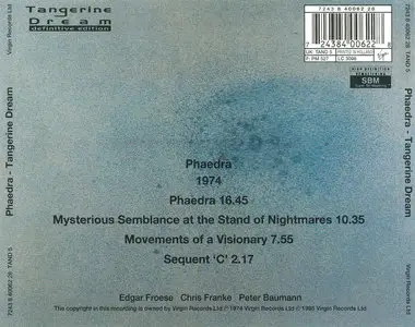 Tangerine Dream - Phaedra (1974)  [1995, Definitive Edition, SBM Remaster] (ReUpload)