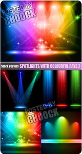 Spotlights with colourful rays 2 - Stock Vector