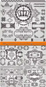 Old royal label banner element and vintage ornament vector