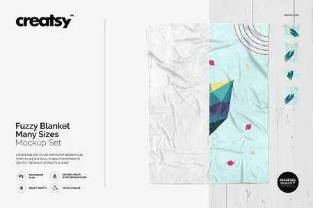 CreativeMarket - Fuzzy Blanket Mockup Set