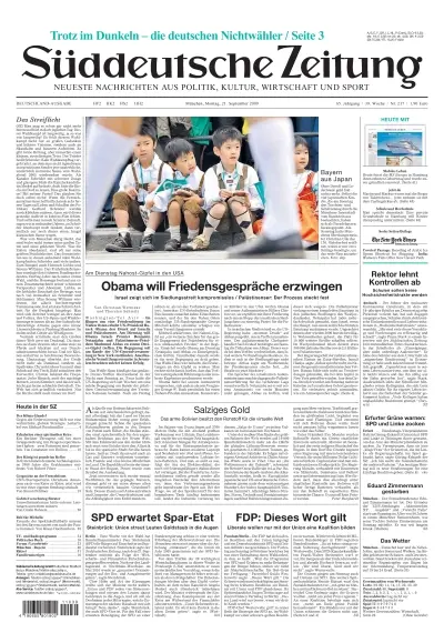 Sueddeutsche Zeitung vom 21.09.2009
