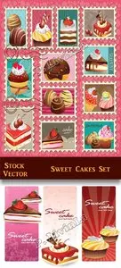 Stock Vector - Sweet Cakes Set