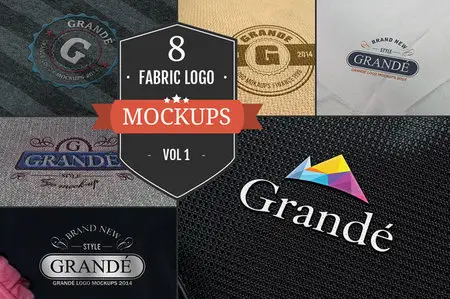 CreativeMarket - 8 Awesome Fabric Logo Mockups Vol.1