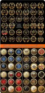 Badges and labels gold laurel wreaths vector