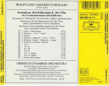 Wolfgang Amadeus Mozart (1756-1791). Seranade, K 361, "Gran Partita"